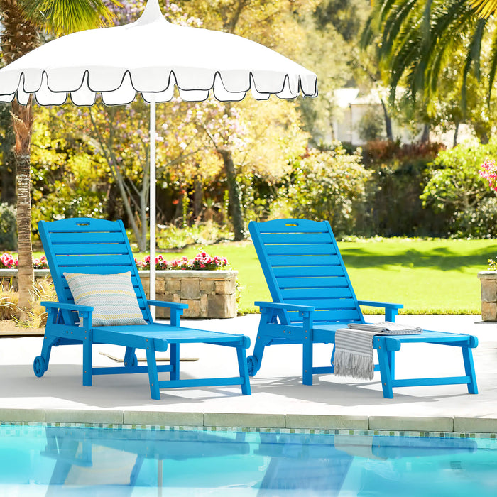 Helen Outdoor Chaise Lounge Chair with Wheels