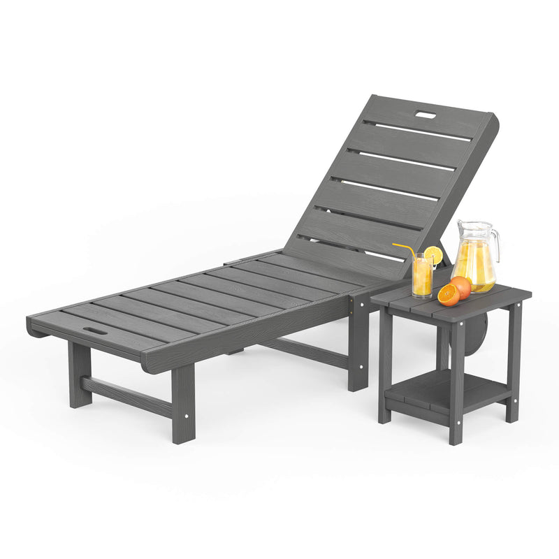 Hayley Outdoor Chaise Lounge Chair with Wheels