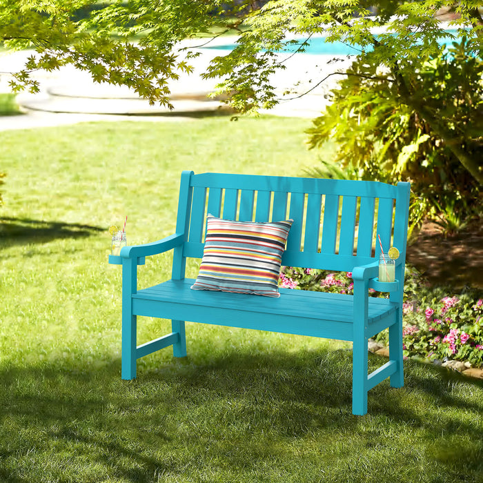 Louis Outdoor Bench with 2 Cup Holders