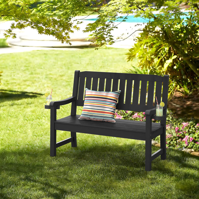 Louis Outdoor Bench with 2 Cup Holders