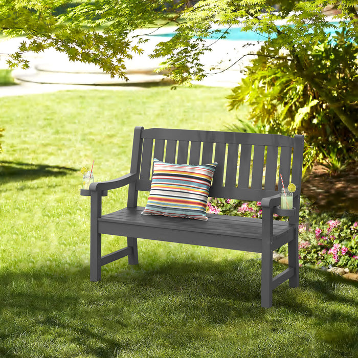 Louis Outdoor Bench with 2 Cup Holders