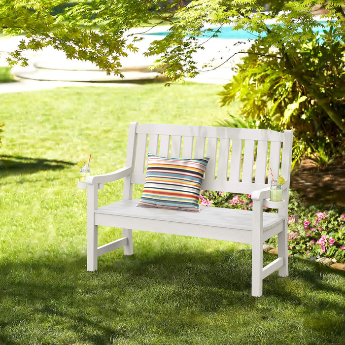 Louis Outdoor Bench with 2 Cup Holders