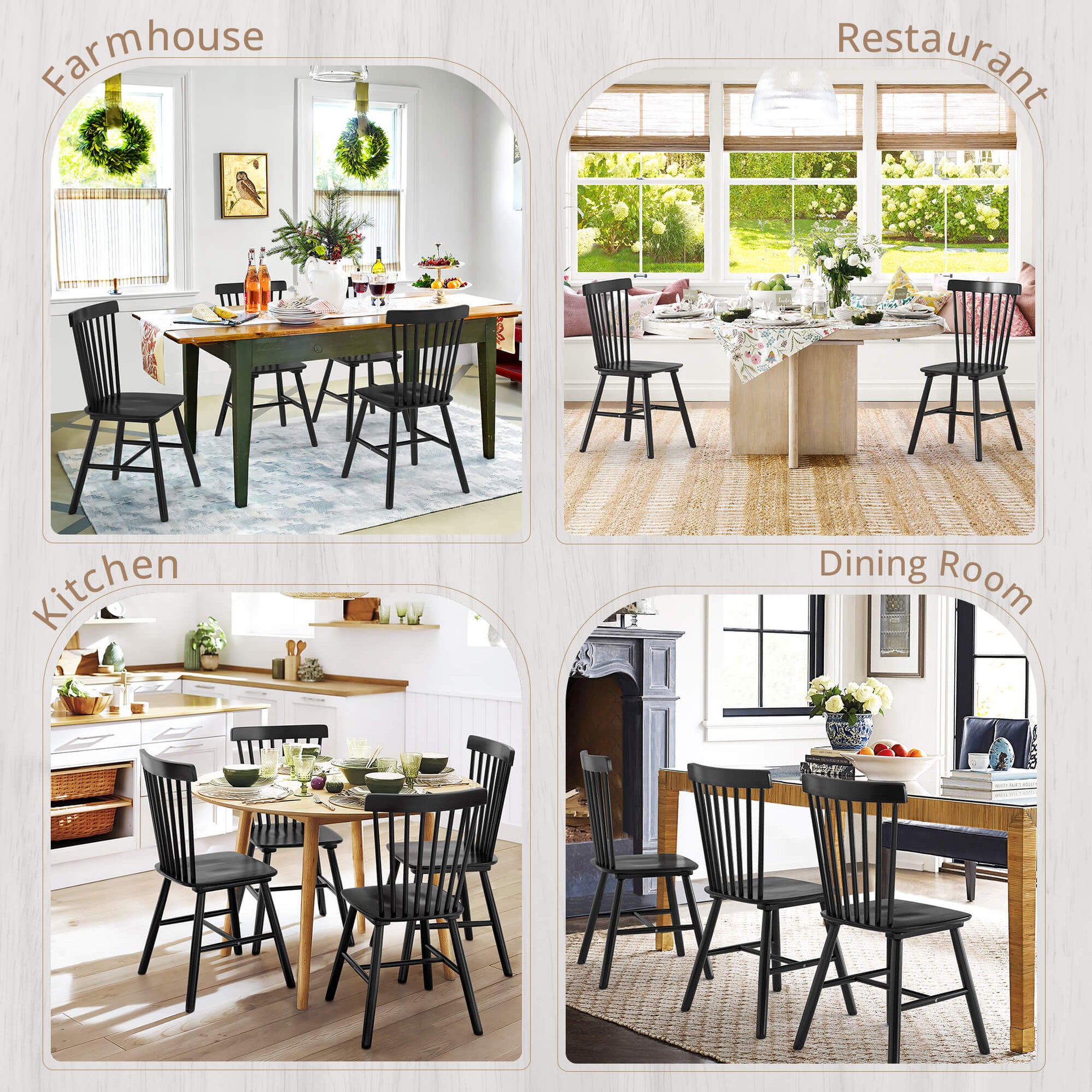 Spindle Back Wood Dining Chair, Windsor Dining Chair, Wooden Kitchen
