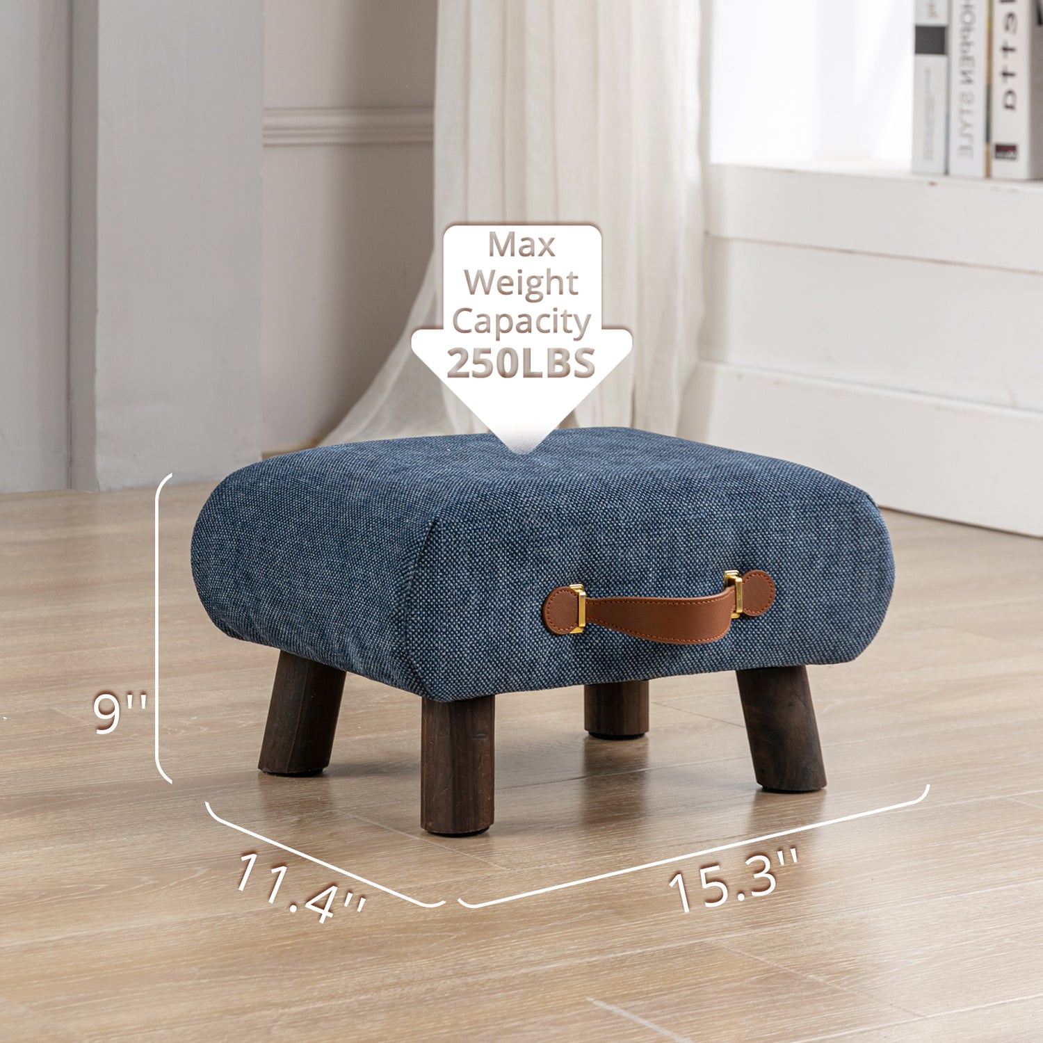 LUE BONA Small Curved Foot Stool with Handle, Beige Velvet Footstool and  Ottomans, Modern Foot Rest with Wooden Legs, Step Stool with Padded Seat  for Couch, Living Room, Welcome to consult 