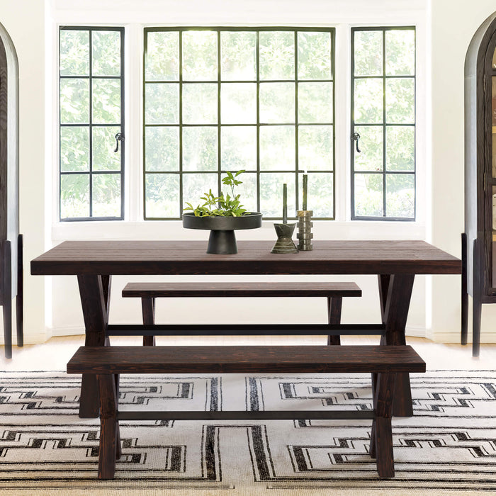 Carlton Wood Dining Table and Bench Set