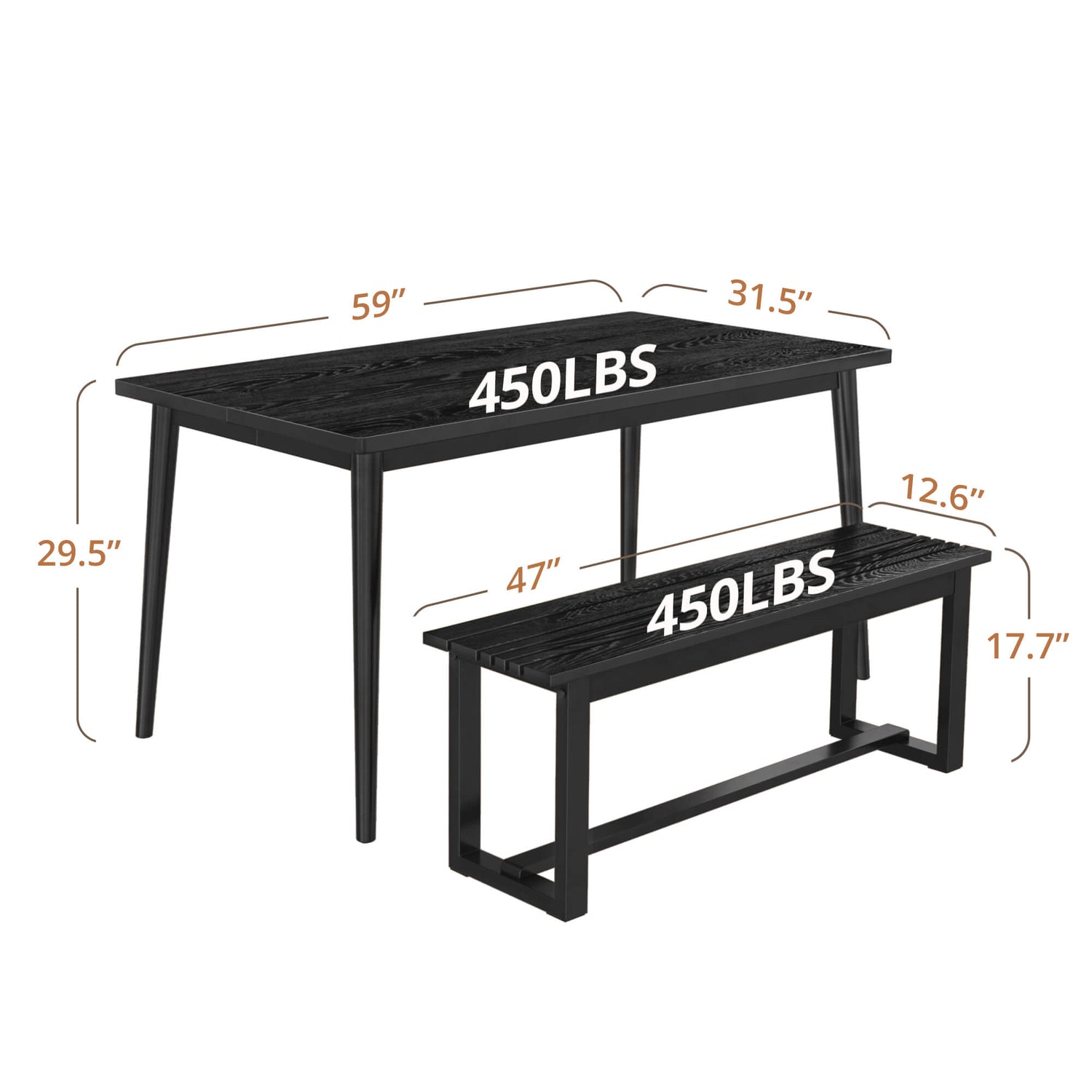 59'' Table & 47'' Bench