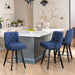 3 pcs navy upholstered swivel bar stool in a dining room with tufed design,back and foot rest