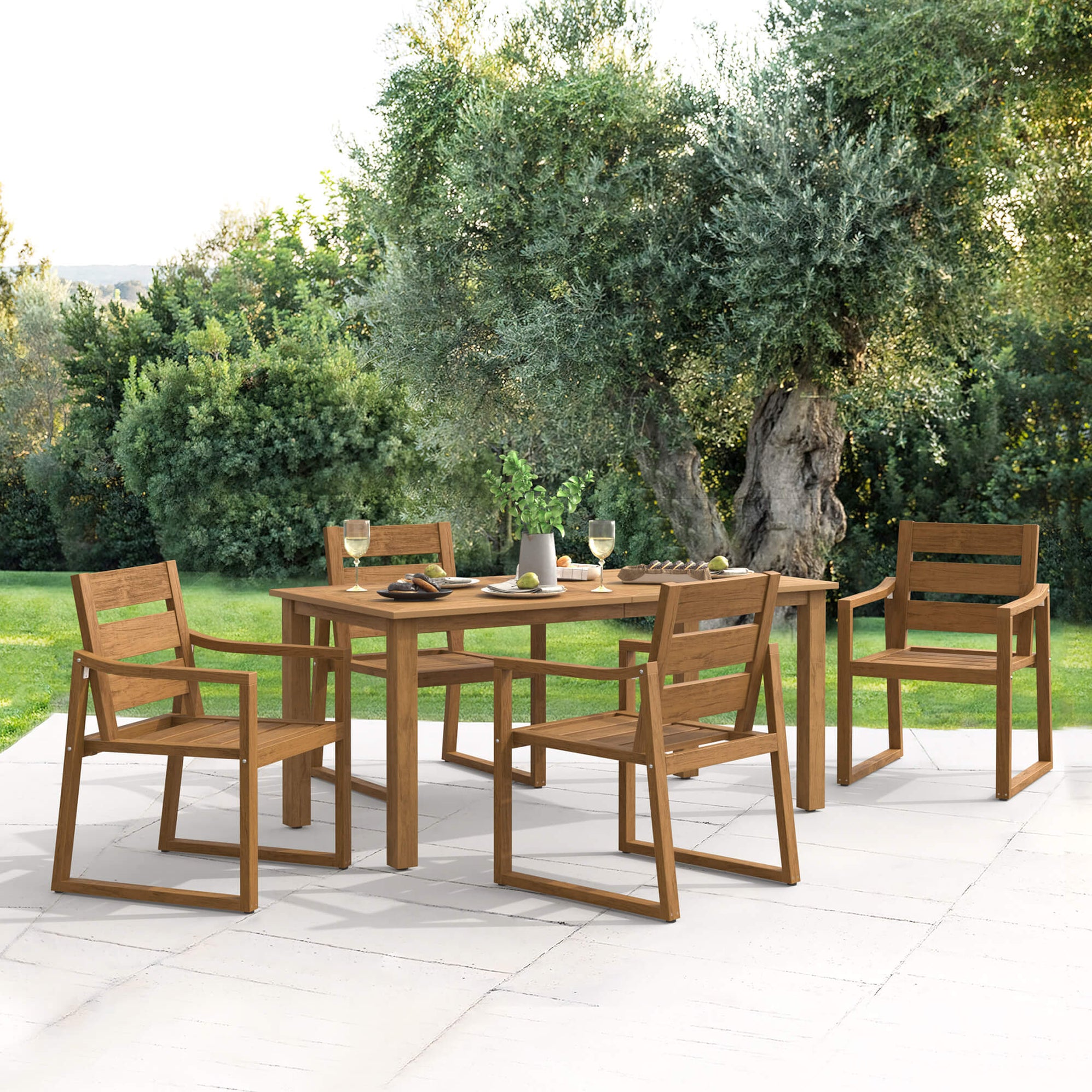 Poly Outdoor Dining Table and Chairs Set, HDPS Weatherproof Dining Set
