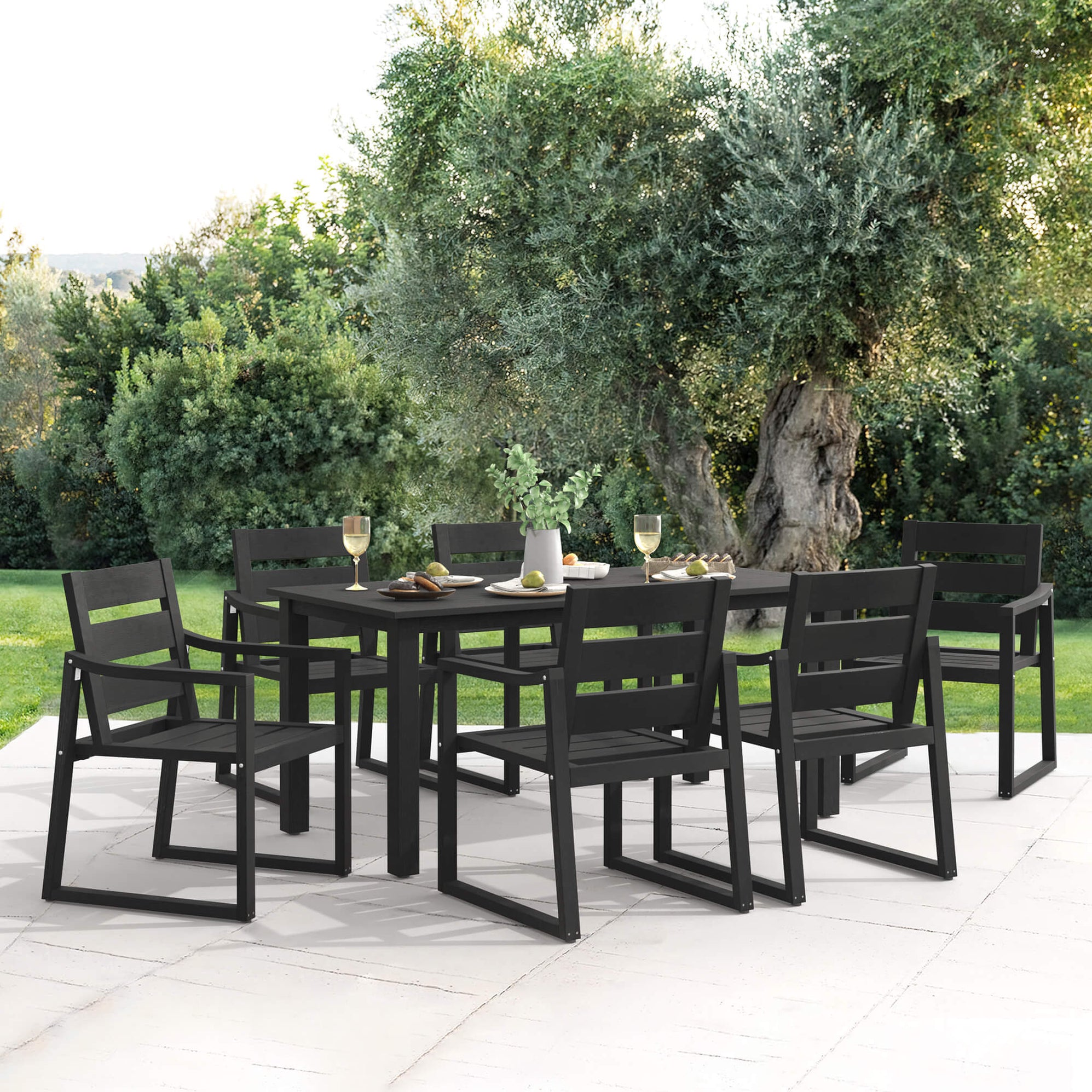 Poly Outdoor Dining Table and Chairs Set, HDPS Weatherproof Dining Set