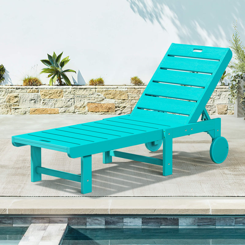 Hayley Outdoor Chaise Lounge Chair with Wheels