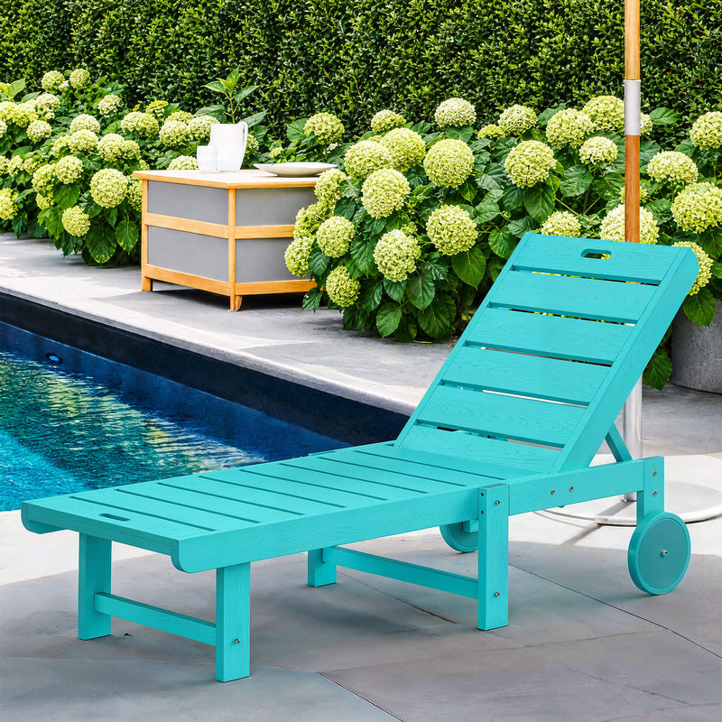 Hayley Outdoor Chaise Lounge Chair with Wheels