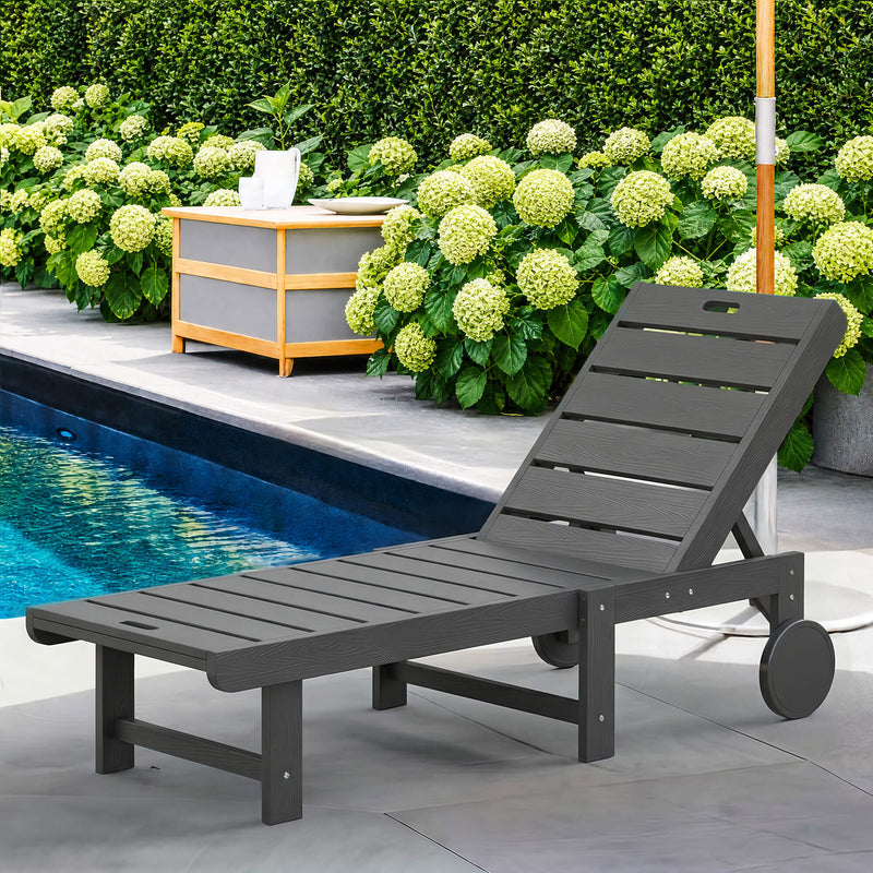 Hayley Outdoor Chaise Lounge Chair with Wheels