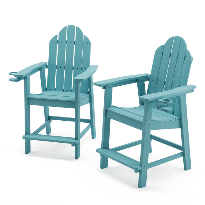 Blue turquoise tall adirondack chair with cup holder