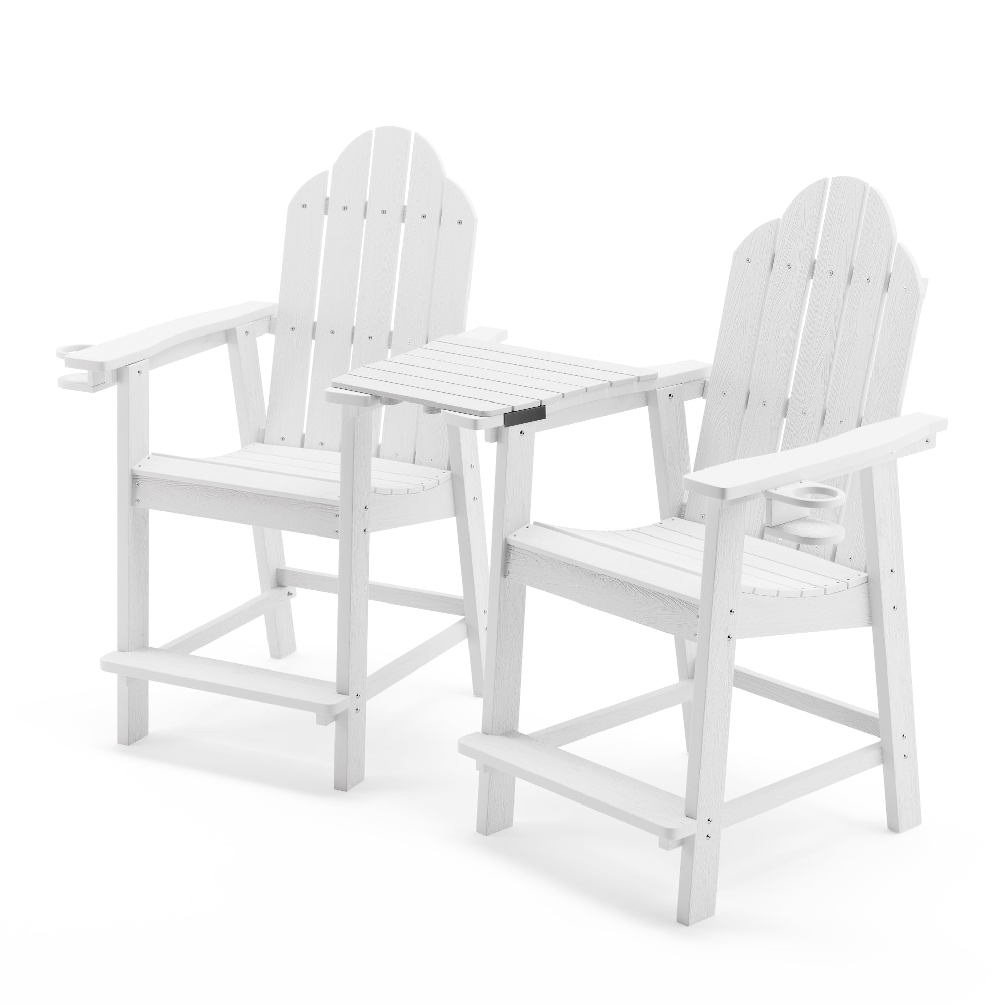 25'' Tall Poly Adirondack Chair with Cup Holder, HDPS Outdoor Bar
