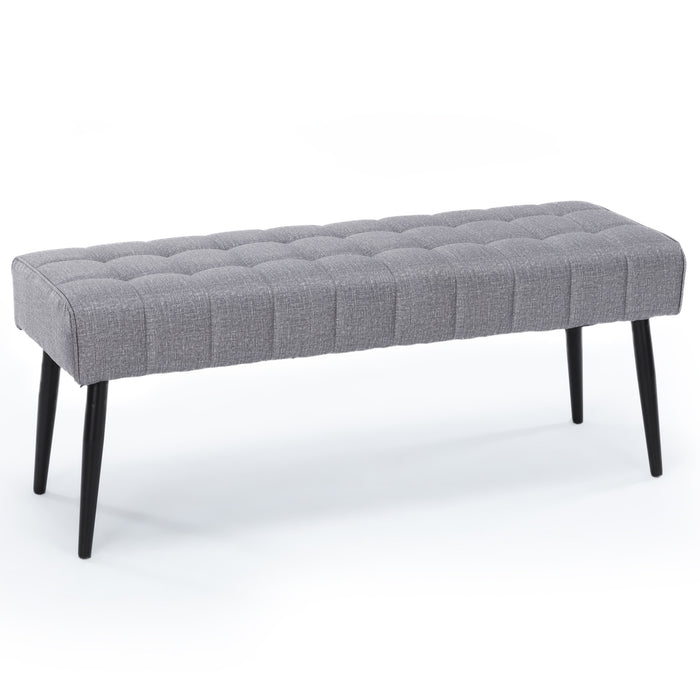 grey linen Cushioned Bedroom Bench Entryway Bench