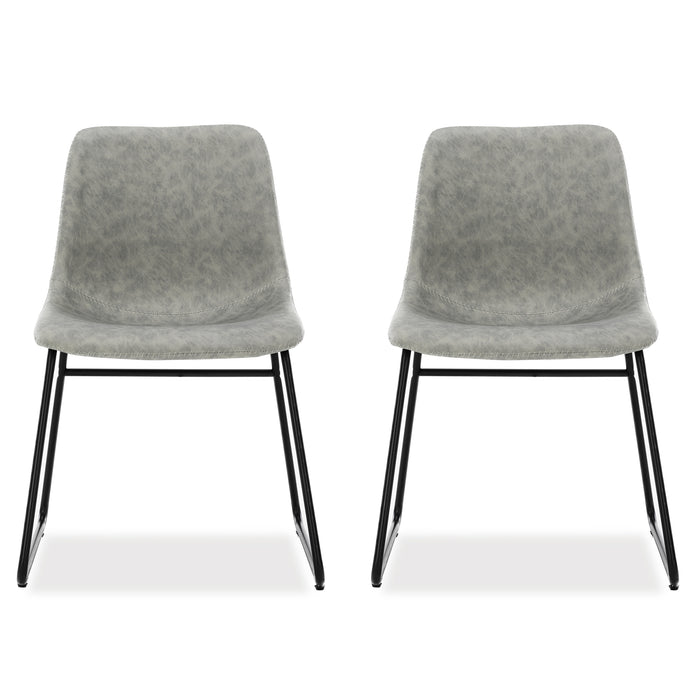modern grey leather dining chair set of 2 for dining room
