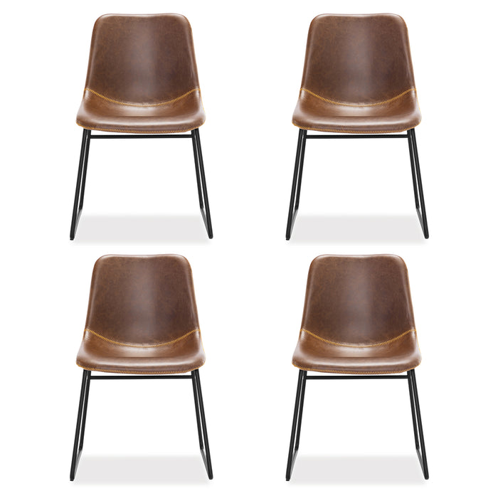 modern red brown leather dining chair set of 4 for dining room