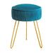 18 inch peacock blue pleated vanity stool