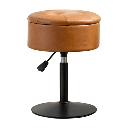 brown leather swivel vanity stool height adjustable 