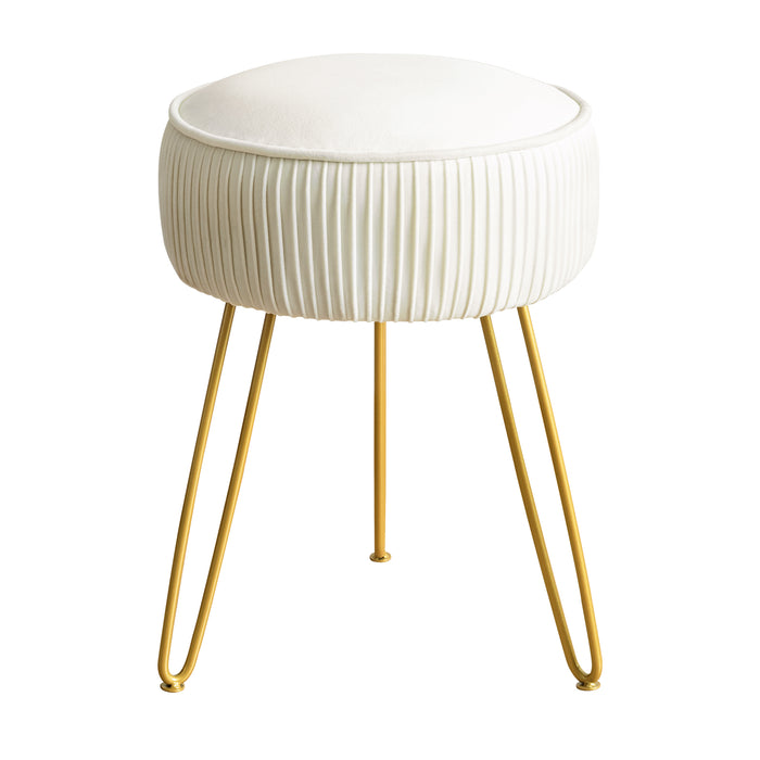 white upholstered vanity stool gold leg