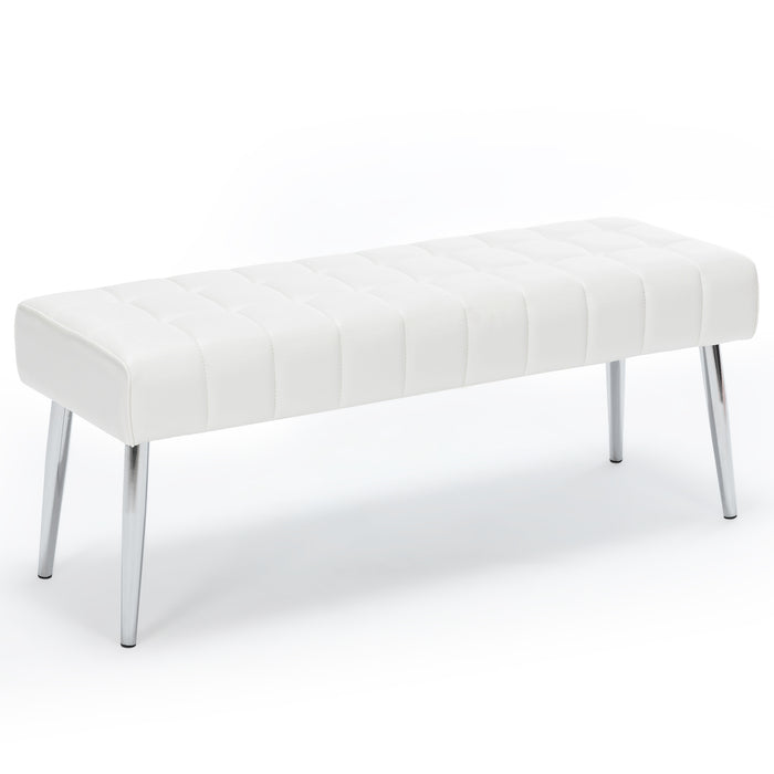 white leather Cushioned Bedroom Bench Entryway Bench