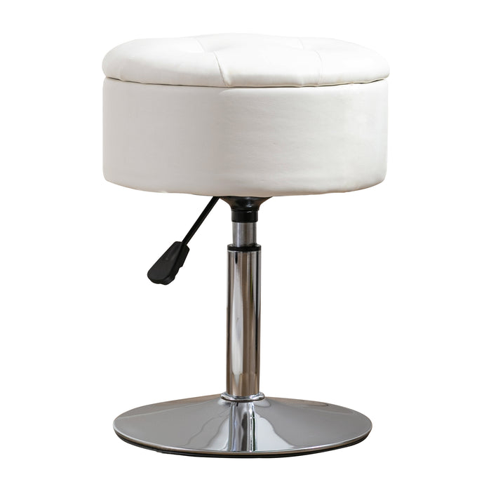 swivel white leather vanity stool height adjustable