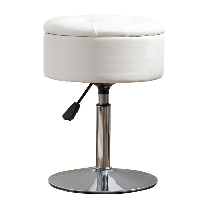 white swivel leather vanity stool height adjustable