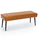 brown Leather Cushioned Bedroom Bench Entryway Bench