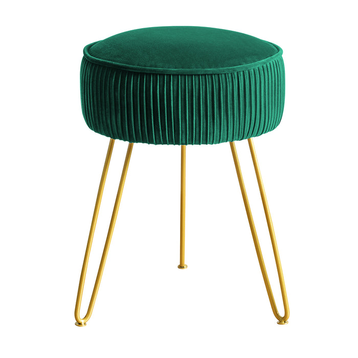 emerald green upholstered vanity stool gold leg