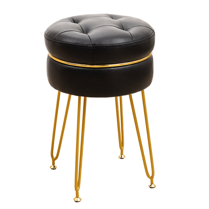 black leather tufts swivel vanity stool for dressing room