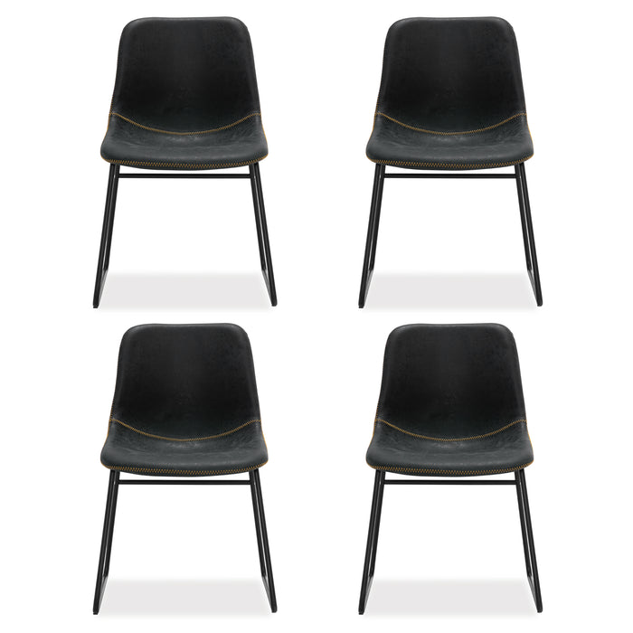 modern black leather dining chair set of 4 for dining room