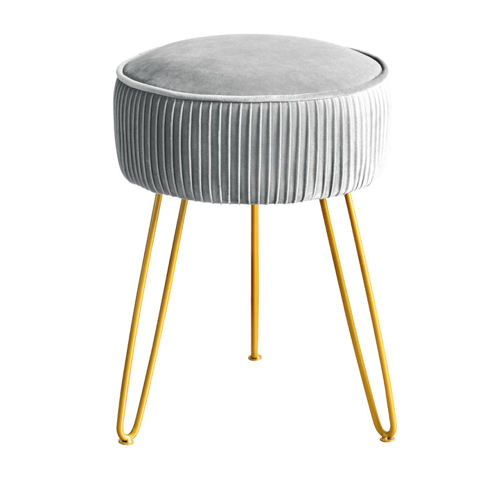 18 inch grey pleated vanity stool