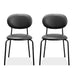 modern black faux leather dining chairs with metal legs set of 2