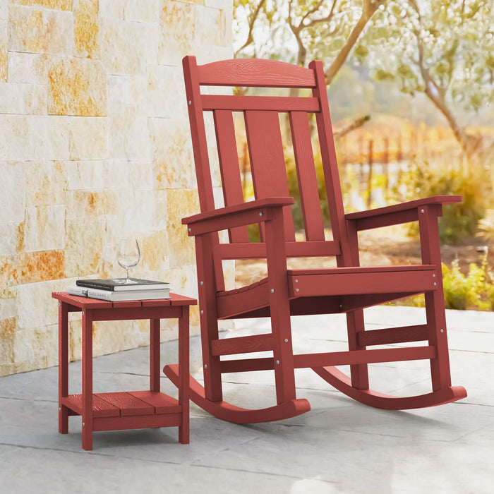red outdoor rocking chair