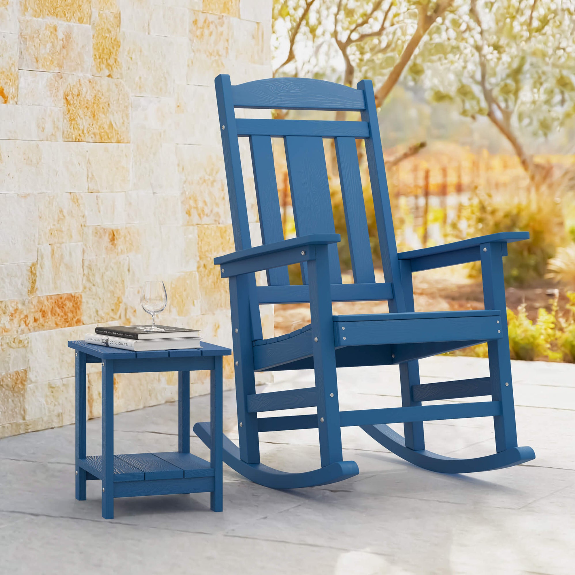 LUE BONA Porch Poly Rocking Chair, Outdoor Plastic Rocker Chairs ...