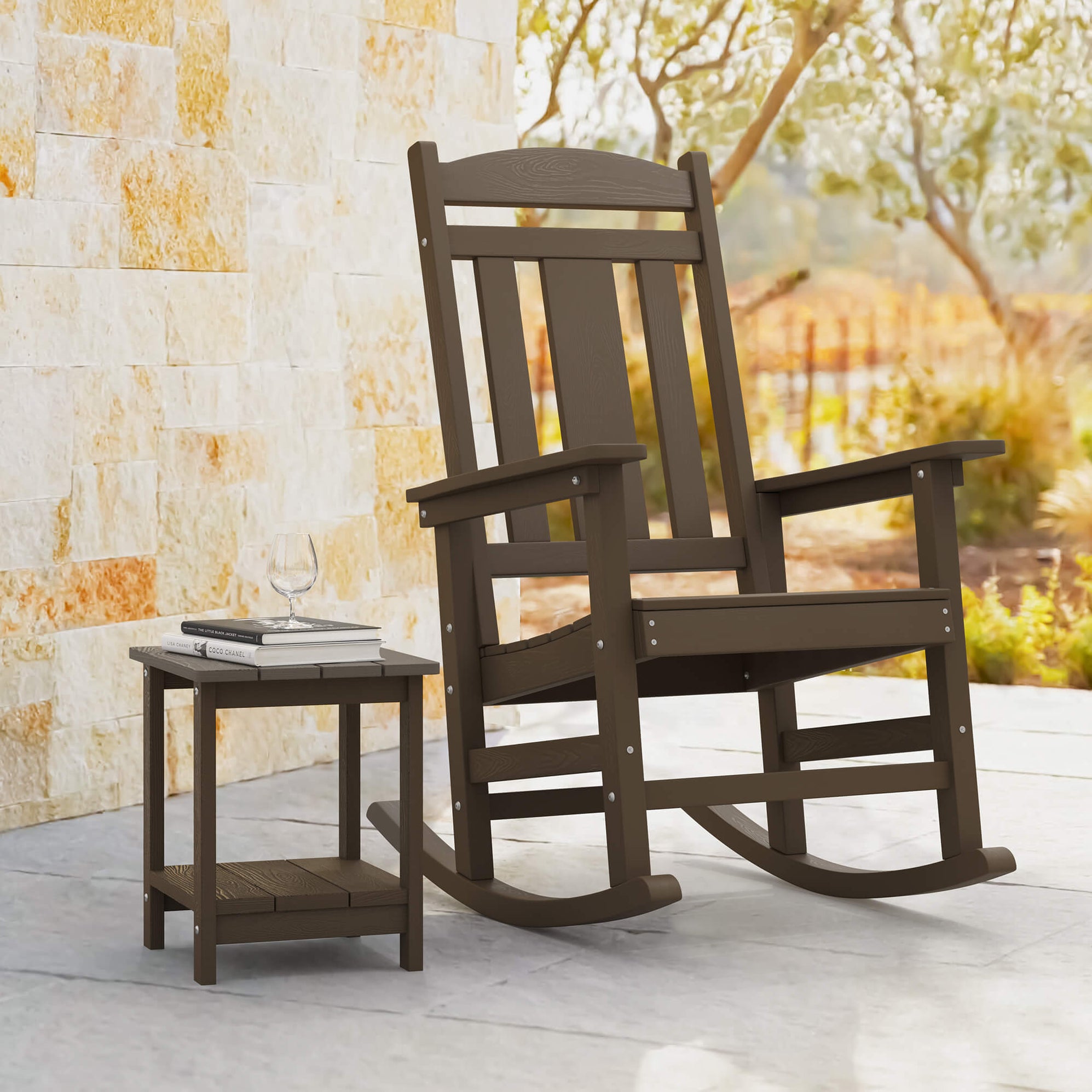 LUE BONA Porch Poly Rocking Chair, Outdoor Plastic Rocker Chairs ...
