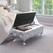 silver tufted storage ottman bench for bed room