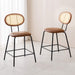 rattan back dark brown counter barstool set of 2