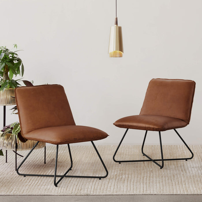 red brown faux leather modern accent chair near me