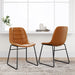 Cushioned leather brown dining chair set of 2
