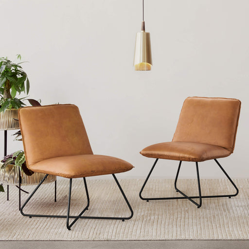 whisky brown leather accent chair for living room