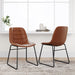 Red brown leather dining chair set of 2
