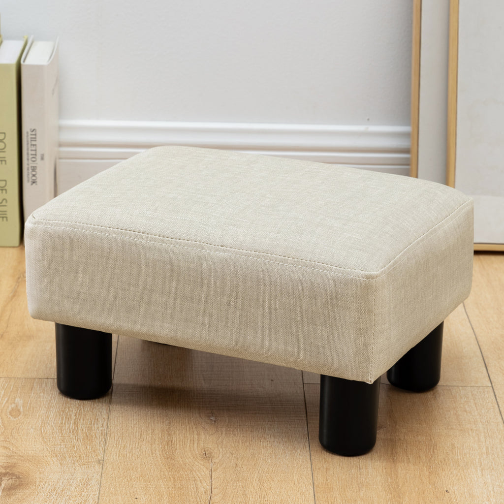 LUE BONA Small Foot Stool Ottoman, Fabric Tufted Footrest with Plastic  Legs, 9''H, Rectangle Foot Stools for Adult with Non-Slip Pads, Footstool  for