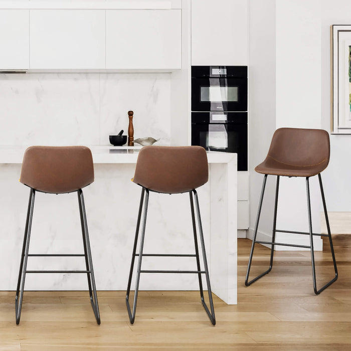 cognac modern bar stools set of 3 counter height
