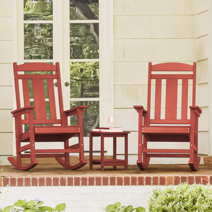 red outdoor rocking chair