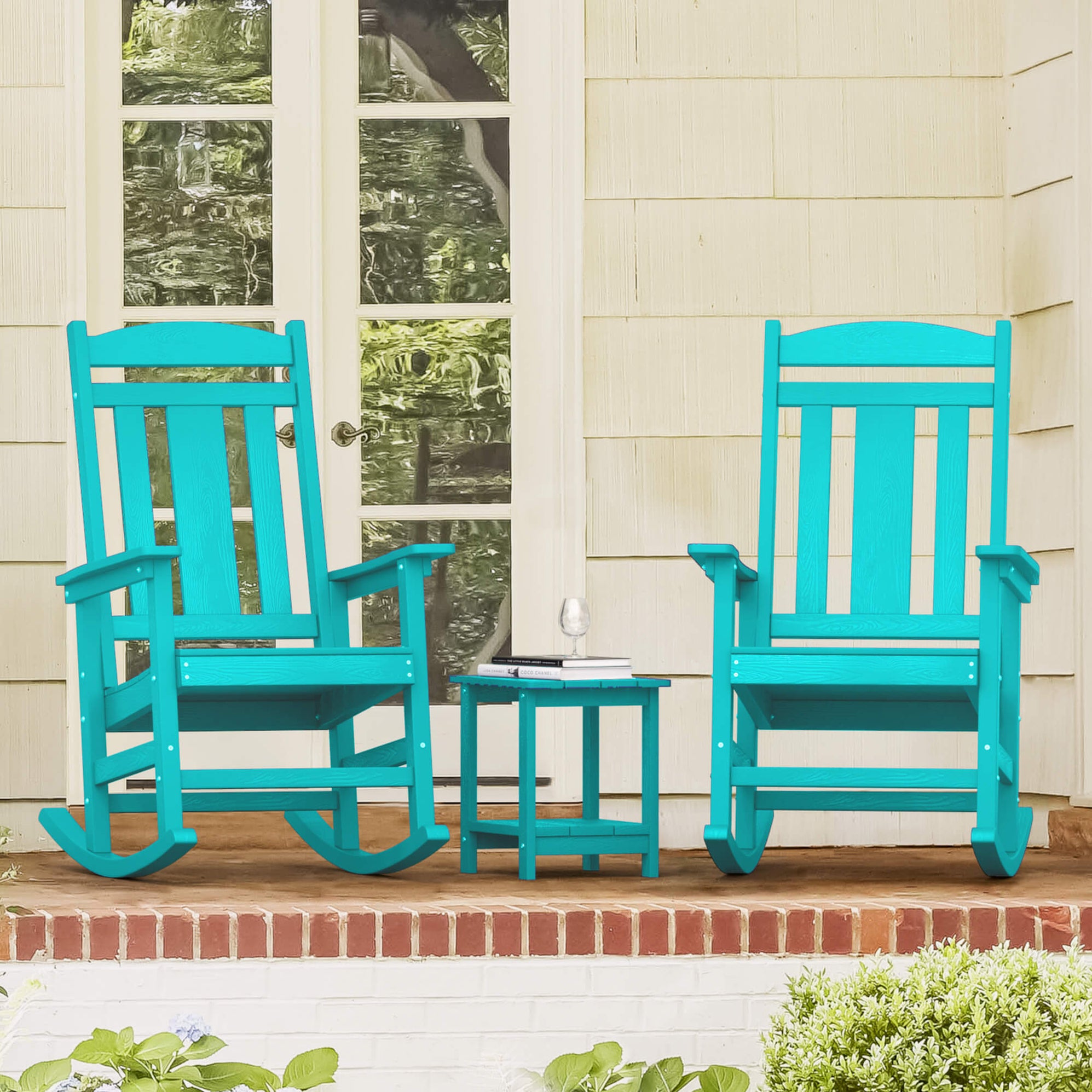Florida Rocker Chair LUE BONA Porch Poly Rocking Chair, Outdoor Plastic Rocker Chairs ...