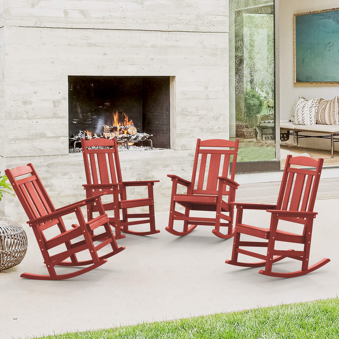 red outdoor rocking chair