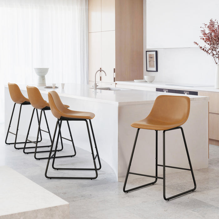 Brown modern bar stools set of 4 counter height