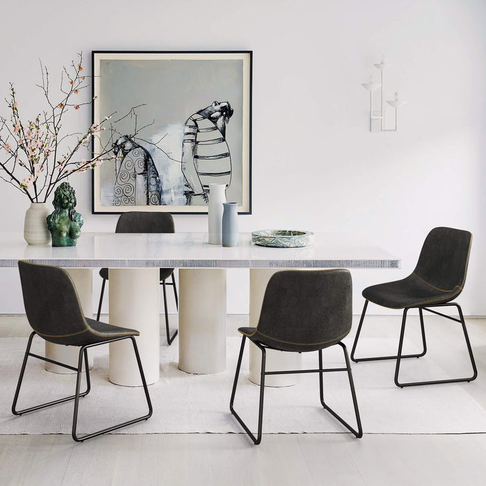 modern black leather dining chair set of 4 for dining room