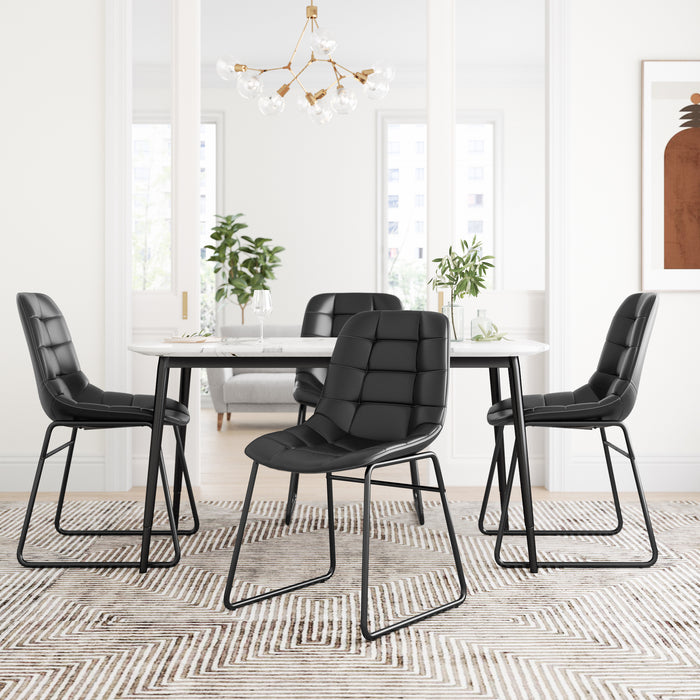 Leather black dining chair set of 4